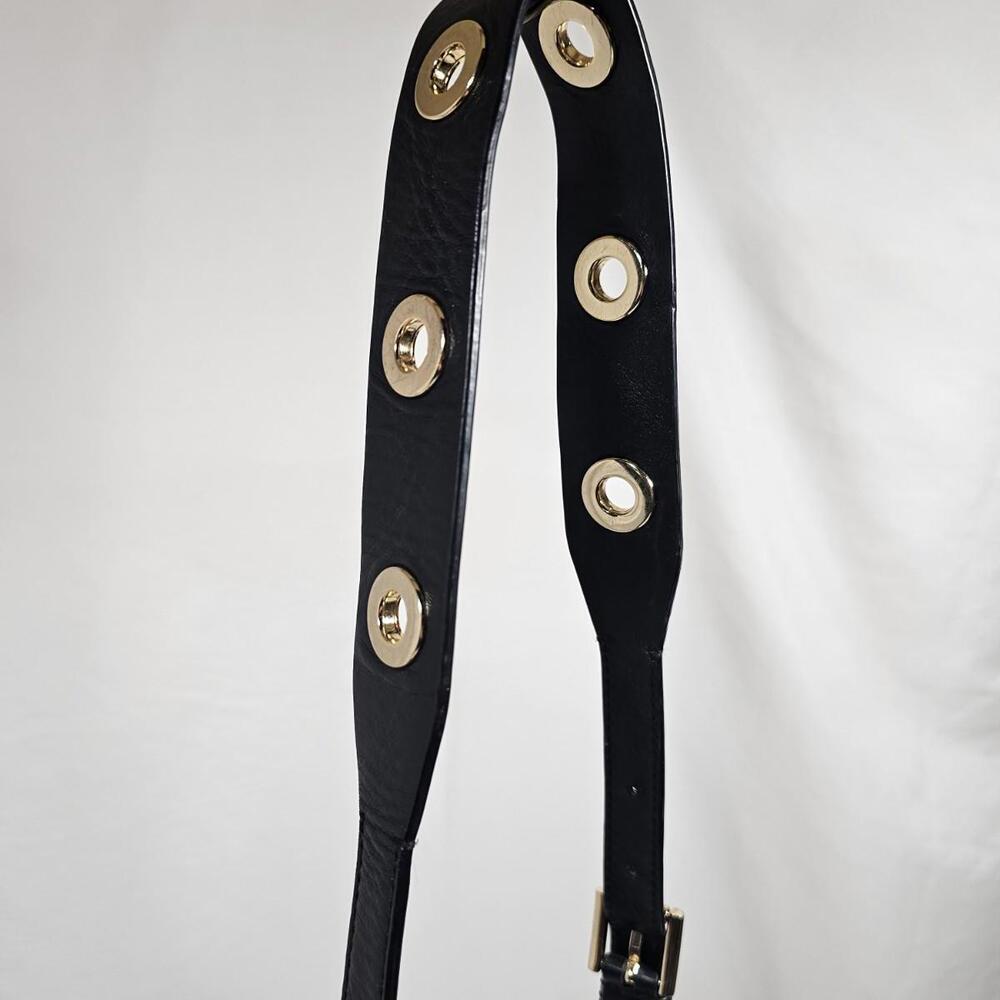 MICHAEL Michael Kors Raven Medium Leather Messenger Bag Black With Gold Hardwear - Picture 15 of 15